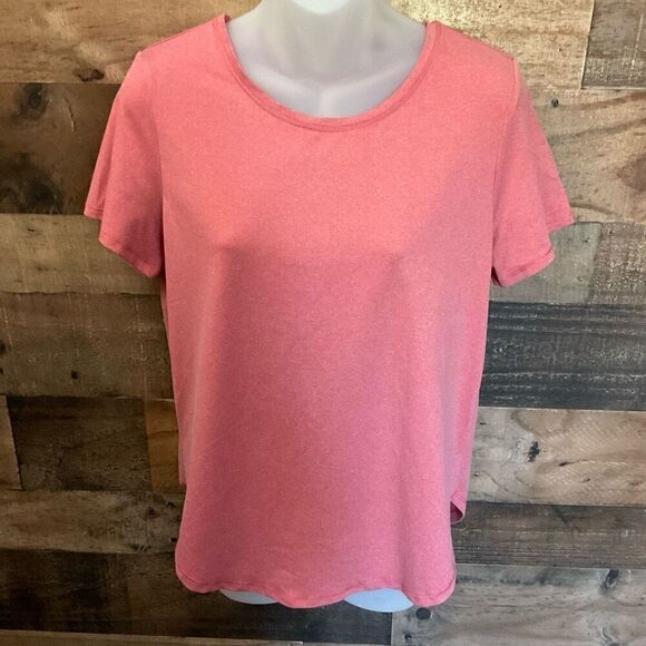 All In Motion Tee Shirt Round Neck Curved Hem Dark Pink Short Sleeves Medium - Picture 11 of 11